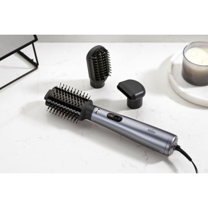 Braun Airstyler AS4.3 Airbrush, Advanced care, Drying, Volumizing, and Smoothing, 1000 W, +2 Attachments, Super ionic function, Ionic Grey - BRAS430SDE