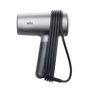 Braun Hairdryer HD4.3, Hair Dryer, HTDC motor, 2200 Watts, +3 Attachments, Large diffuser, Straightening Comb, HTDC motor, Electronic LED indicator, Super ionic function, Electro Grey - BRHD435SDE