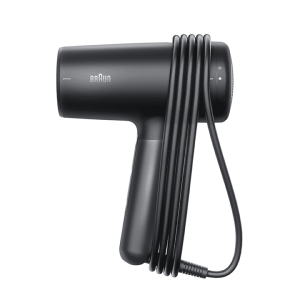 Braun Hairdryer HD4.2 Hair Dryer, HTDC motor, 2100 W, +2 Attachments, Electronic LED indicator, Large Diffuser & Nozzle, Super ionic Function, Electro Black - BRHD425SDE