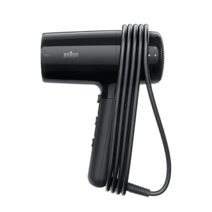 Braun Hairdryer HD2.2 Hair Dryer, 2200 W, +2 Attachments, Large Diffuser & Nozzle, Pivot Cord Guard, Ionic function, Ion Black - BRHD225SDE