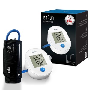 Braun ExactFit 1E Upper Arm Blood Pressure Monitor – Clinically Accurate, Easy-to-Read, Universal Cuff, Stores Last Reading - BUA 4000