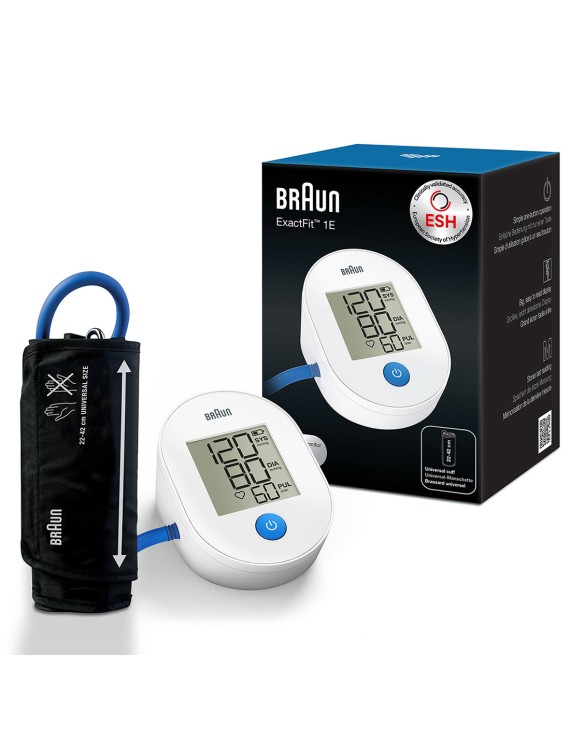 Braun ExactFit 1E Upper Arm Blood Pressure Monitor – Clinically Accurate, Easy-to-Read, Universal Cuff, Stores Last Reading - BUA 4000