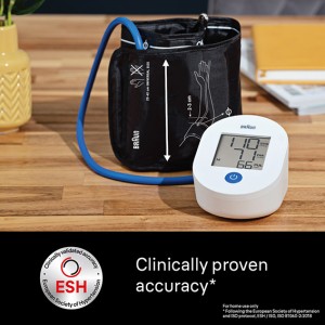 Braun ExactFit 1E Upper Arm Blood Pressure Monitor – Clinically Accurate, Easy-to-Read, Universal Cuff, Stores Last Reading - BUA 4000