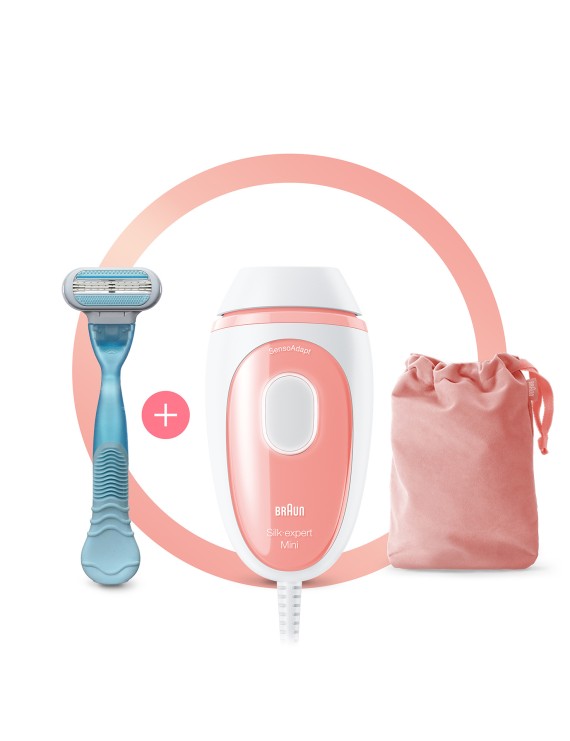 Braun Silk-expert Mini PL1014 IPL with 2 extras: Venus smooth razor, travel pouch.