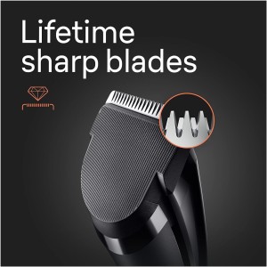 Braun Hair Clipper 9 lenghts settings, 1 Comb, Ultra sharp blades cuts all hair type, Built to last, NI-MH battery with 50mins Runtime - HC 5310