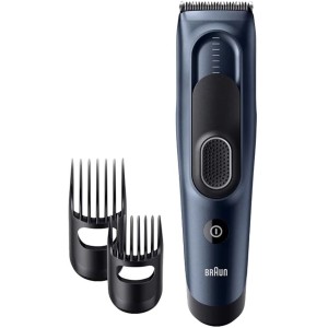 Braun Hair Clipper 17 length settings, 2 Combs, pouch, Ultra sharp baldes, built to last,NI-MH battery 50mins run time, Rechargeable, Fully washable - HC 5350