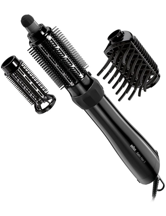 Braun Hair Styler, 1000 Watts, Steam Function, Even heat distribution, Style Pro, 3 heat/ airflow settings, A cold shot button, Nozzle, Large Brush, Volumiser - AS 530