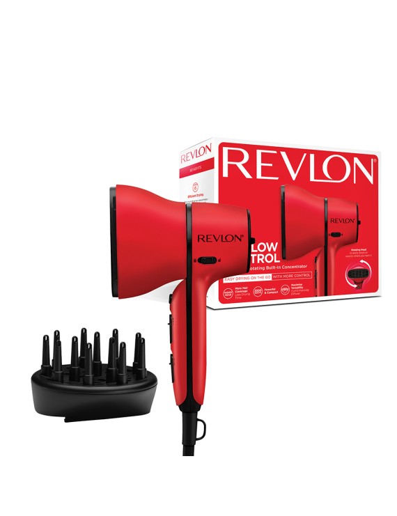 Revlon Airflow Control Hair Dryer 2000 Watts, Wider Head, 90 degrees Rotating, Ceramic Tourmaline, Removable End Cap, Compact size, 3 heat, 2 speed settings & Cool shot button - RVDR5320ARB 