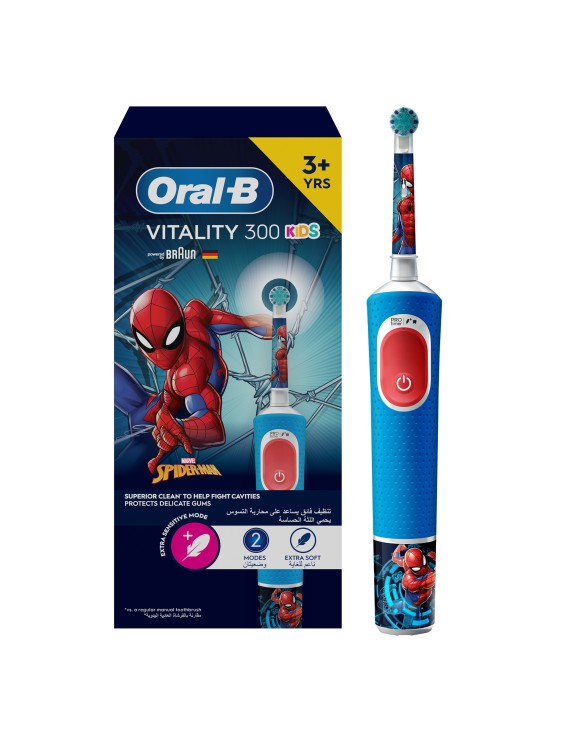 Oral B Vitality 300 KIDS Rechargeable Toothbrush with 2 cleaning modes & 2 Minutes Built in Timer - D103.413.2K SPIDERMAN 