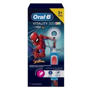 Oral B Vitality 300 KIDS Rechargeable Toothbrush with 2 cleaning modes & 2 Minutes Built in Timer - D103.413.2K SPIDERMAN 