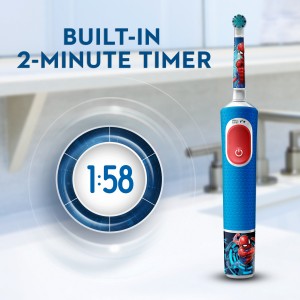 Oral B Vitality 300 KIDS Rechargeable Toothbrush with 2 cleaning modes & 2 Minutes Built in Timer - D103.413.2K SPIDERMAN 