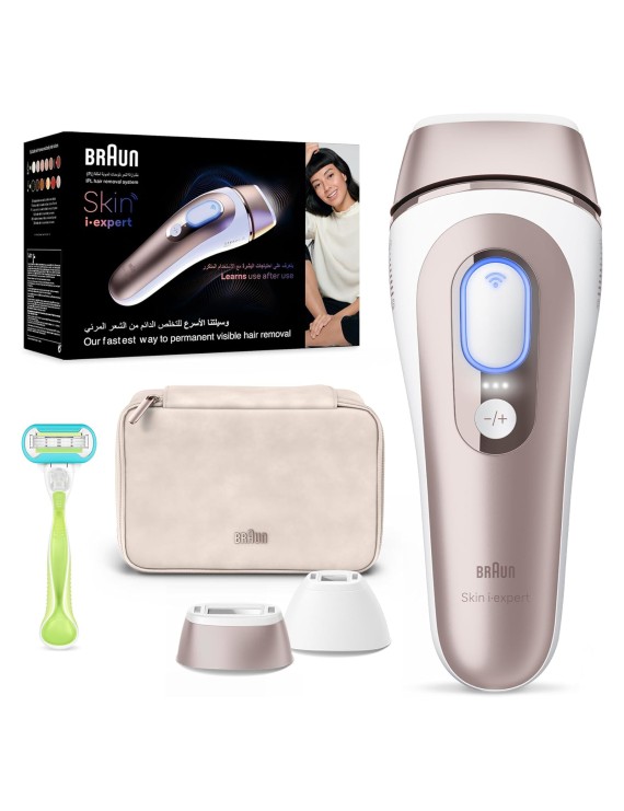 Braun IPL Skin expert Pro 7 - Smart IPL, Real-Time Coverage and Feedback, 2 Heads, Free Mobile Application, 1 Year of smooth skin, Smart Calendar, Travel Pouch - PL7147