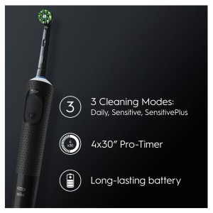 Oral B Vitality D300 Tooth brush - 3 cleaning modes, Gentle brushing and 2 Minutes Built in Timer- D103.413.3 Black 
