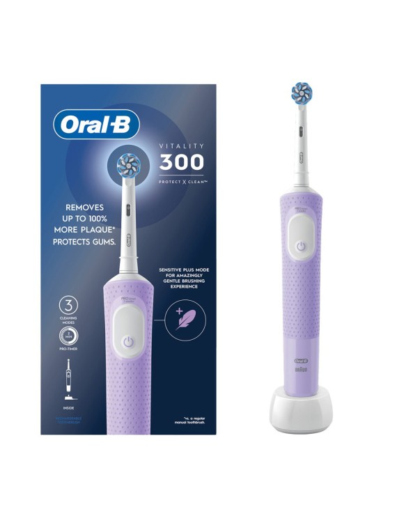 Oral B Vitality D300 Tooth brush - 3 cleaning modes, Gentle brushing and 2 Minutes Built in Timer- D103.413.3 Pink Lilac