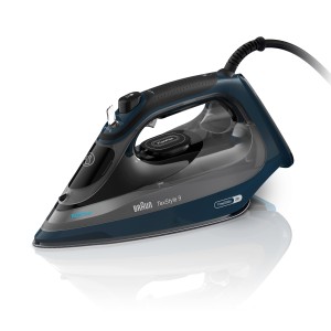 Braun TexStyle 9 Steam Iron 3200 Watts, FreeGlide 3D tech, ActiClean System, iCare Tech, Precision Tip, AntiDrip, Refil 330ml,  70% energy saving, Auto Off - SI 9682 Blue