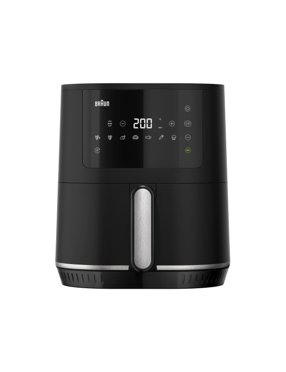 Braun MultiFry 3 Airfryer 1500 Watts, 4.3 L, Digital Touch Screen, Auto off function, RealAir Technology, 8 Automatic Progrram, Non stick Drawer, 50% faster - HF 3030 BK