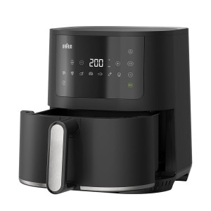 Braun MultiFry 3 Airfryer 1500 Watts, 4.3 L, Digital Touch Screen, Auto off function, RealAir Technology, 8 Automatic Progrram, Non stick Drawer, 50% faster - HF 3030 BK