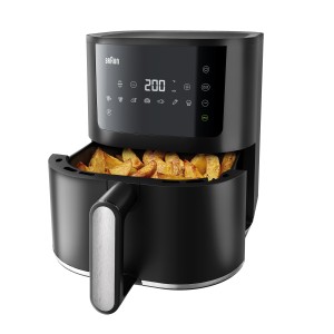 Braun MultiFry 3 Airfryer 1500 Watts, 4.3 L, Digital Touch Screen, Auto off function, RealAir Technology, 8 Automatic Progrram, Non stick Drawer, 50% faster - HF 3030 BK