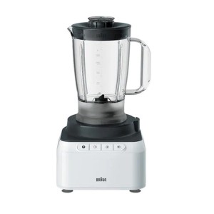 Braun PurEase food processor 800W with 2.1L food prep bowl & 1.2L blaender, Dual safety, 2 speed and pulse, WHITE, FP 3131 WH