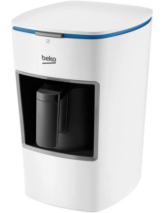 Beko BKK2300, Turkish Coffee Machine Mini, 670 Watts,1 Pot, 3 Cups Max, One Touch, Anti-Spill,  White Color