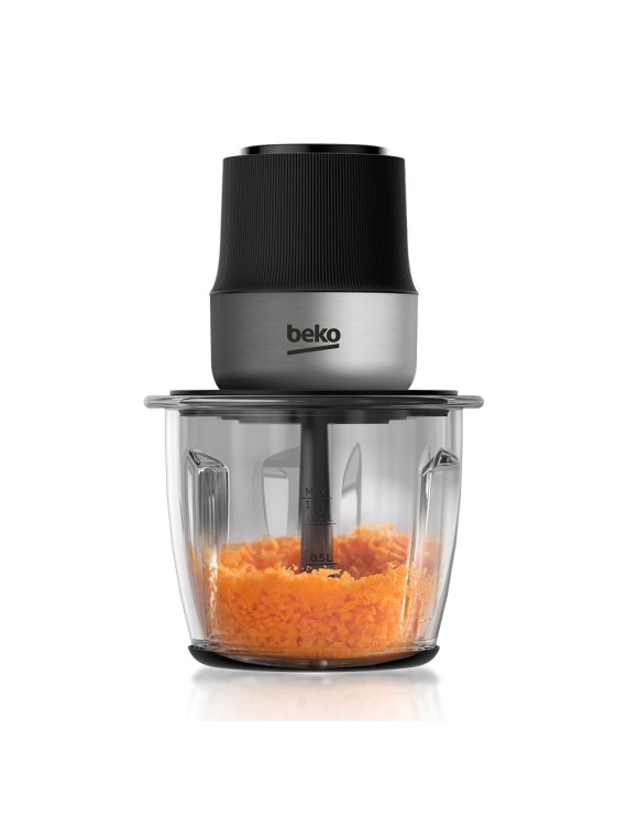 Beko food chopper - 400 W Motor Power. 2 speed settings. 1 L Glass Bowl. Anti slip pad. Stainless steel 2 blades, Inox Housing - CHG 81442 BX