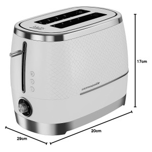 Beko 2 Slice Toaster, 870W, Extra Wide Slot, Defrost, Reheat & Cancel Functions, Variable Browning, Detachable Crumb Tray - TAM8202CR