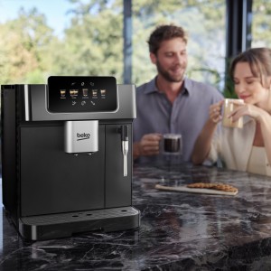 Beko CaffeExperto Bean to Cup Coffee Espresso Machine - 19 Bar Pressure, 5 Pre-Set options, Touch Screen, 2L Capacity, 2 Nozzles & Milk Frother, Cup Warmer - CEG7302B