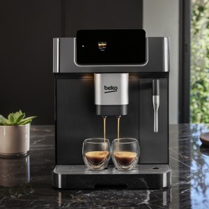 Beko CaffeExperto Bean to Cup Coffee Espresso Machine - 19 Bar Pressure, 5 Pre-Set options, Touch Screen, 2L Capacity, 2 Nozzles & Milk Frother, Cup Warmer - CEG7302B