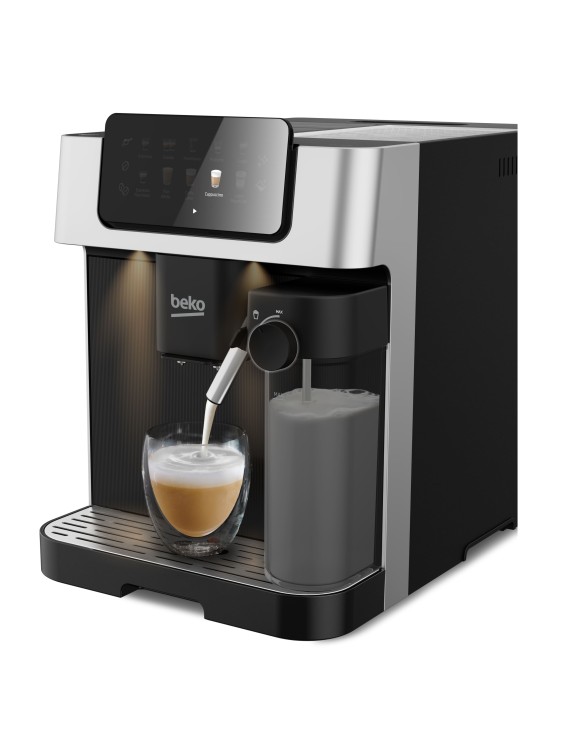 BEKO Automatic Bean to Cup Espresso coffee machine with 1350W, 19 Bar Pressure, LCD display, 2L removeable tank, 2 Adjustable Nozzles, 600ml Milk container, Cup Heater - CEG7304X