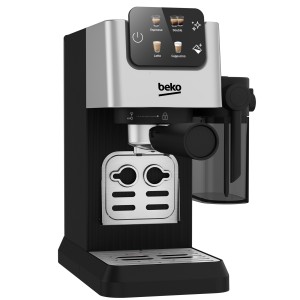 BEKO Digital ESPRESSO Stainless Steel, 1628W Power, 1.1L Capacity, 300ml MILK Forther, 15 Bar, LCD Screen,  Cup size adjustment, Ground Bean Storage - CEG5304X