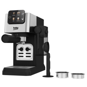 BEKO Digital ESPRESSO Stainless Steel, 1628W Power, 1.1L Capacity, 300ml MILK Forther, 15 Bar, LCD Screen,  Cup size adjustment, Ground Bean Storage - CEG5304X