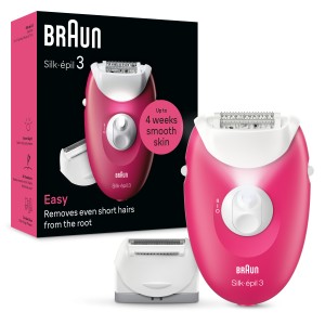 Braun Silk-épil 3, Easy Hair Removal Device, Smart Light, 20 Microgrip Tweezers, Corded Use - SE 3032