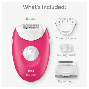 Braun Silk-épil 3, Easy Hair Removal Device, Smart Light, 20 Microgrip Tweezers, Corded Use - SE 3032