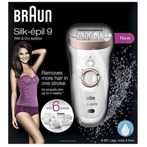 Braun Silk-Epil 9 9561 Wet & Dry Cordless Epilator/Epilation + 6 Extras