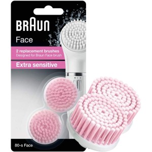 Braun Face 80-s Extra Sensitive Brush for sensitive skin – Pack of 2 replacement brushes