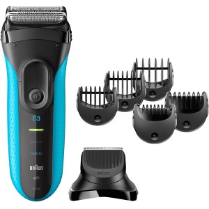 Braun Shaver 3010 BT Series 3, 3-in-1 Electric Wet & Dry Shaver with Precision Trimmer & 5 Comb Attachments