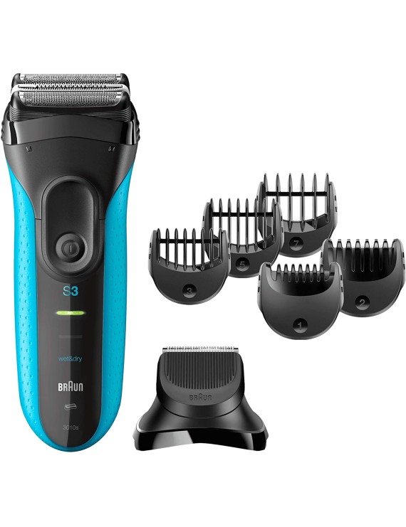 Braun Shaver 3010 BT Series 3, 3-in-1 Electric Wet & Dry Shaver with Precision Trimmer & 5 Comb Attachments