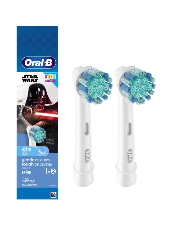 Oral-B EB10S-2 SW Kids Electric Rechargeable Toothbrush Heads Replacement Refills Featuring Star Wars Characters (Pack of 2)