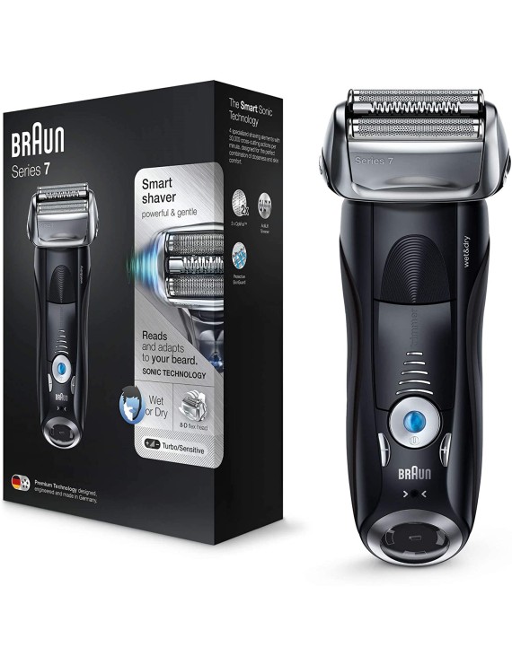 Braun Series 7 Electric Shaver for Men 7840s, Wet and Dry, Integrated Precision Trimmer, Rechargeable and Cordless Razor with Travel Case, Black