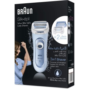 Braun Silk-Epil Lady Shaver 5160 Blue, 3-in-1 Wet & Dry Electric Shaver