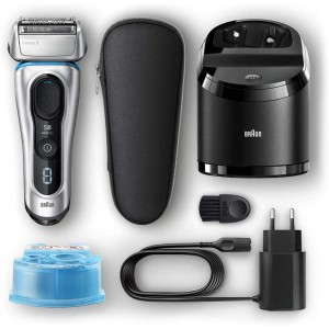 Braun Shaver 8390cc,Braun Series 8 8390cc Wet & Dry men's electric shaver with Clean & Charge station and travel case, silver