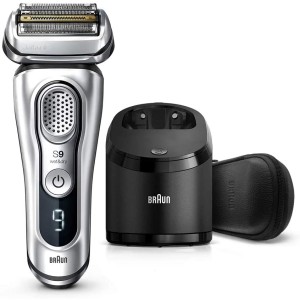 Braun Shaver 9390cc,Braun Series 9 9390cc Wet & Dry shaver with Clean & Charge station and leather travel case, silver