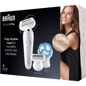 Braun SES 9010 3D,Braun Silk-epil 9 Flex SES 9010 3D Beauty Set - Epilator Flexible Head +5 extras & Pouch, White