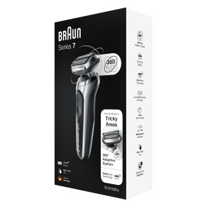 Braun Series 7 70-S1000s Wet & Dry shaver with travel case, silver.