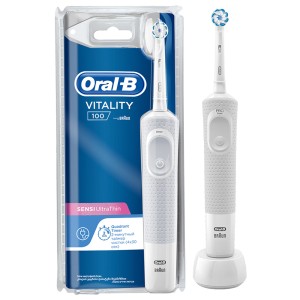 Oral B D100.413.1 (CSP) Vitality-100 Sensi Ultrathin Rechargeable Toothbrush (Clamshell) Built in 2 minute quadrant timer.