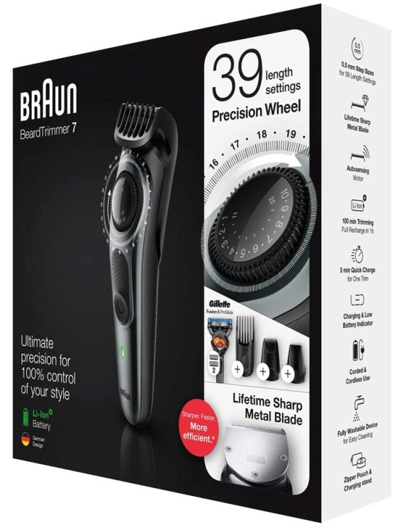 Braun BT 7240,Braun Beard Trimmer for Men BT7240, Cordless & Rechargeable Hair Clipper, Detail Trimmer, Mini Foil Shaver with Gillette ProGlide Razor