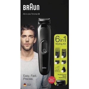 Braun MGK 3220,6-in-1 Rechargeable Beard Trimmer, Hair Clipper, Ear and Nose Trimmer