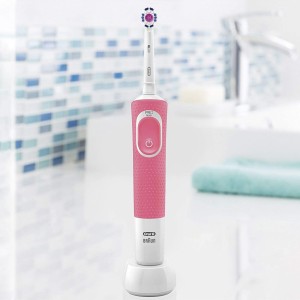Oral B D 100.414.1X Vitality 200 electric rechargeable toothbrush, with travel case, Pink.
