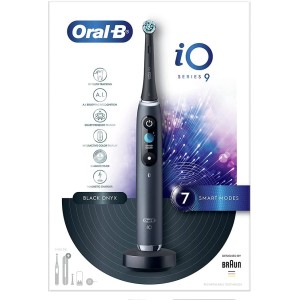 Oral-B iO9 Electric Rechargeable AI Toothbrush, Revolutionary Magnetic Technology, Color Display, 7 Modes, Premium Travel Case, Black Onyx