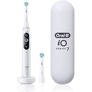 Oral-B iO7 Electric Rechargeable Toothbrush, Revolutionary Magnetic Technology, Digital Display, 5 Modes, Premium Travel Case, White Alabaster